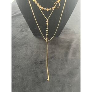 Art Deco Delicate Triple Strand Golden Necklace